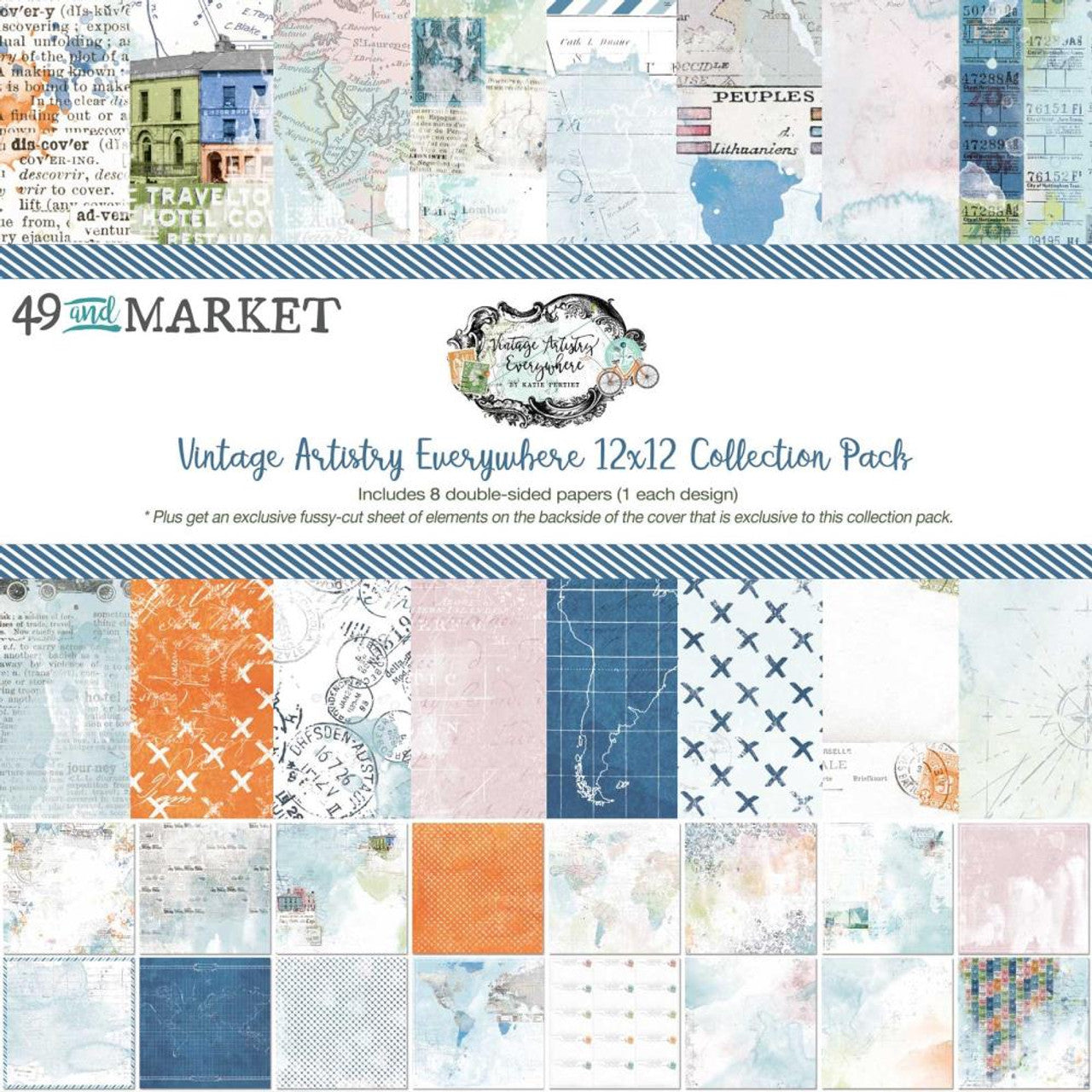 49 en Market Vintage Artistry Everywhere 12 x 12 collectie papierpakket